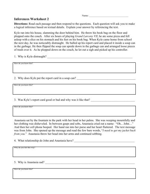 Inferences Worksheet 2 PDF Ereadingworksheets