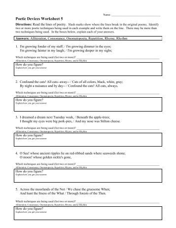 Worksheets Poetic Devices Worksheet of poetic devices worksheet sharebrowse collection sharebrowse