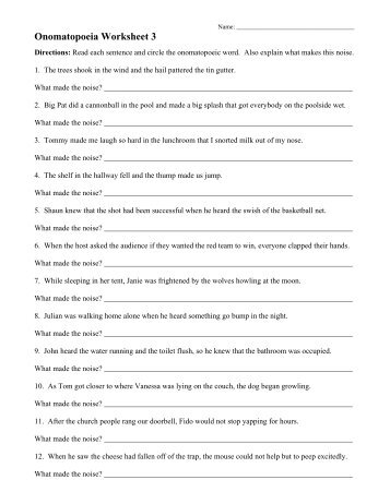 Onomatopoeia Worksheet 3