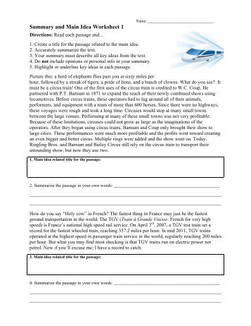 Implied Main Idea Worksheet / Implied Main Idea Exercises With Answers
