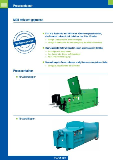 Presscontainer - UT Umwelt- und Transporttechnik AG