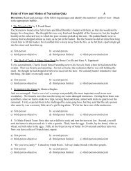 Point of View and Modes of Narration Quiz A