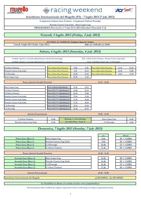 Domenica, 7 luglio 2013 (Sunday, 7 july 2013) Sabato ... - SEAT Sport