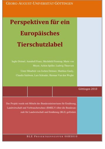 Perspektiven für ein Europäisches Tierschutzlabel - BLE