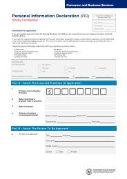 Personal Information Declaration - Consumer and Business Services