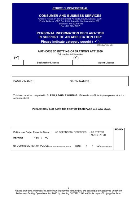 personal information declaration form - Consumer and Business ...