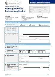 Gaming Machine Licence Application