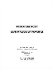 MINIATURE PONY SAFETY CODE OF PRACTICE