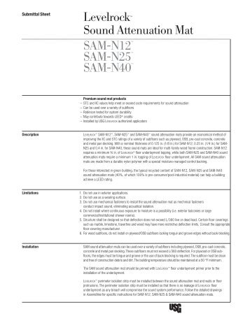 IG1735 Levelrock SAM-N12, SAM-N25 & SAM-N40 Sound Mat - USG