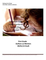 ELA Common Core State Standards Lesson Plan Packet