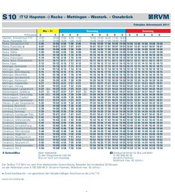 S10 (T12 Hopsten –) Recke – Mettingen – Westerk ... - RVM