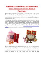  Rakhibazaar.com Brings an Opportunity for its Customers to Send Rakhi to Worldwide