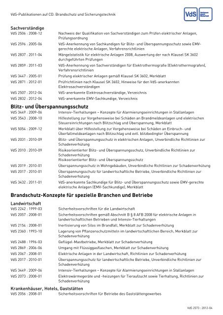 Brandschutz und Sicherungstechnik (VdS 2573 : 2012-04)
