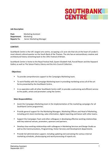 job description marketing assistant