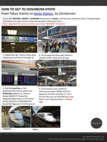 HOW TO GET TO HOSHINOYA KYOTO From Tokyo Station to Kyoto Station by Shinkansen