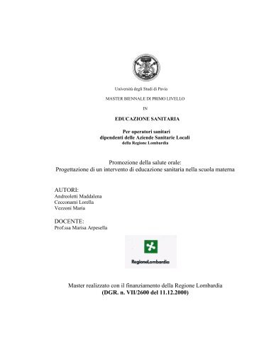 UNIVERSITÀ DEGLI STUDI DI PAVIA - ASL Pavia