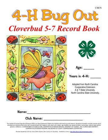 Cloverbud 5-7 Record Book