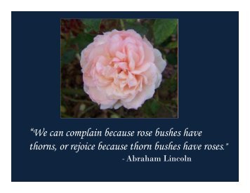 We can complain because rose bushes have thorns