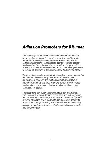 Adhesion Promoters for Bitumen