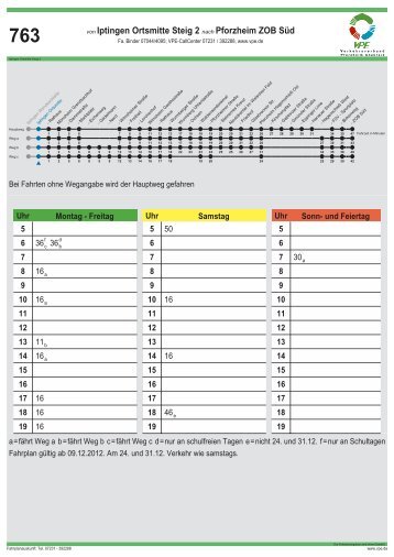 von Iptingen Ortsmitte Steig 2 nach Pforzheim ZOB Süd - beim VPE