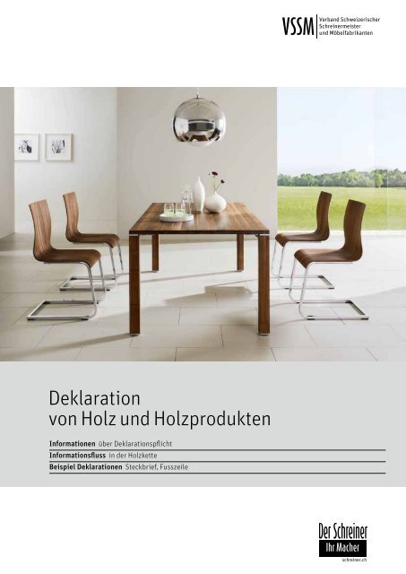 Deklaration von Holz und Holzprodukten (VSSM-Praxismerkblatt)