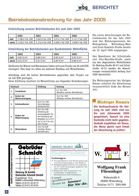 Ergebnisse der Vertreterwahl 2006 - Wohnungsbaugenossenschaft ...