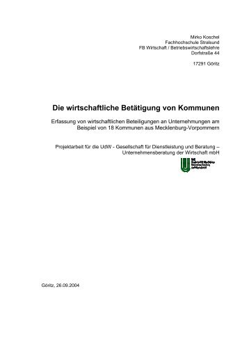 Die wirtschaftliche Betätigung von Kommunen - Vereinigung der ...