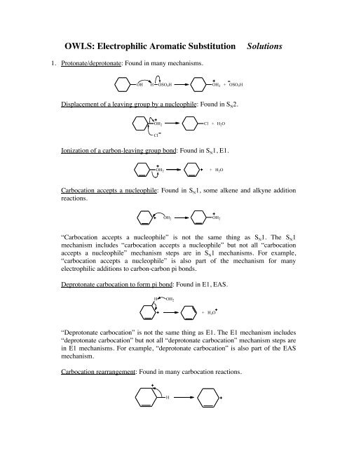 OWLS: Electrophilic Aromatic Substitution Solutions - UCLA