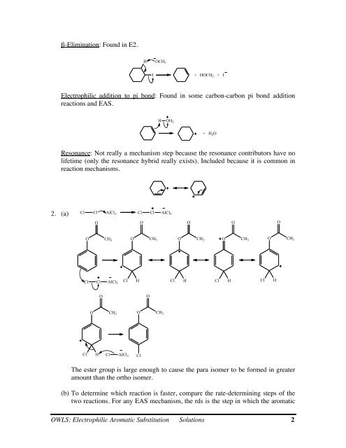 OWLS: Electrophilic Aromatic Substitution Solutions - UCLA