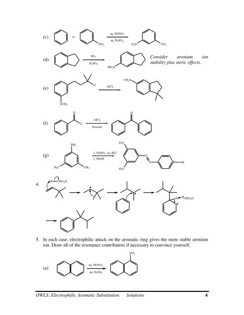 OWLS: Electrophilic Aromatic Substitution Solutions - UCLA