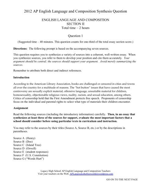 ap language and composition synthesis essay 2022