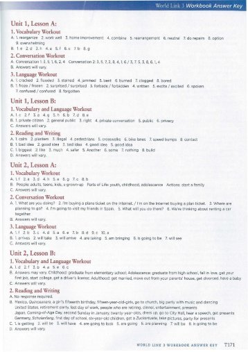 World Link 3 Workbook Answer Key - Seven Idiomas