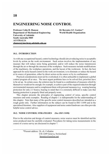 10 ENGINEERING NOISE CONTROL - World Health Organization