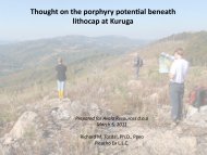 Thought on the porphyry poten-al beneath lithocap at Kuruga