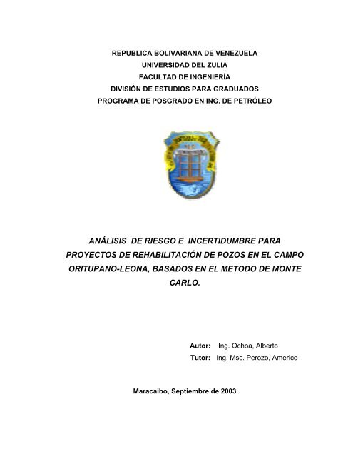 análisis de riesgo e incertidumbre para proyectos de rehabilitación ...