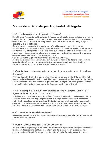 Domande e risposte per trapiantati di fegato