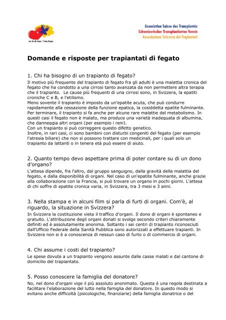Domande E Risposte Per Trapiantati Di Fegato
