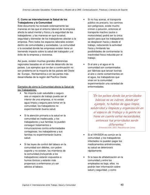 Entornos Laborales Saludables: Fundamentos y Modelo de la OMS