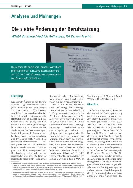 WPK Magazin 1/2010 - Wirtschaftsprüferkammer