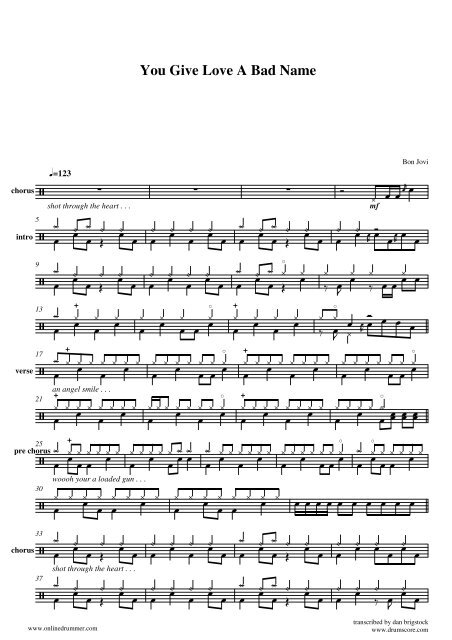 Bon Jovi - You Give Love a Bad Name.pdf - Trascrizioni per batteria