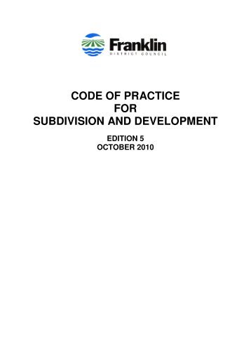 CODE OF PRACTICE FOR SUBDIVISION AND DEVELOPMENT