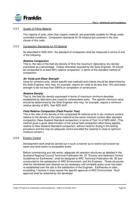 CODE OF PRACTICE FOR SUBDIVISION AND DEVELOPMENT