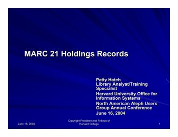 MARC 21 Holdings Records