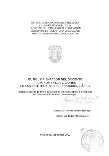 DEL DOCENTE PAR/\ FOMENTAR VALORES EN LAS INSTIT~JCIONES DE EDUCACI~N BÁSICA
