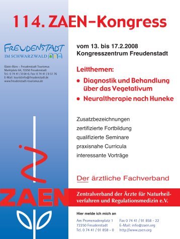 114. ZAEN-Kongress - Zentralverband der Ärzte für Naturheilverfahren