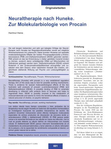 Neuraltherapie nach Huneke. Zur Molekularbiologie von Procain