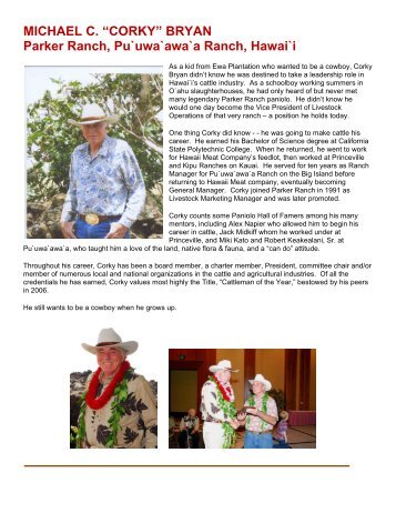 "Corky" Bryan - Hawaii Cattlemens Council