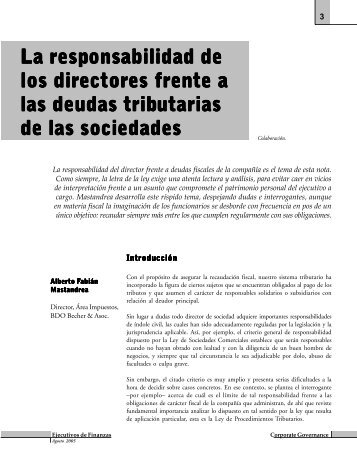 La responsabilidad de los directores frente a las deudas tributarias ...