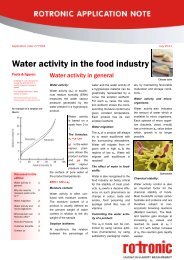 Water activity in the food industry