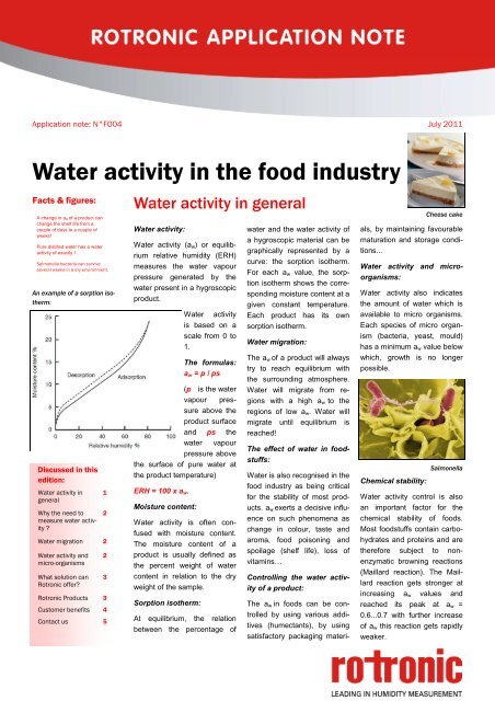 Vel Umeki verdieping Water activity in the food industry